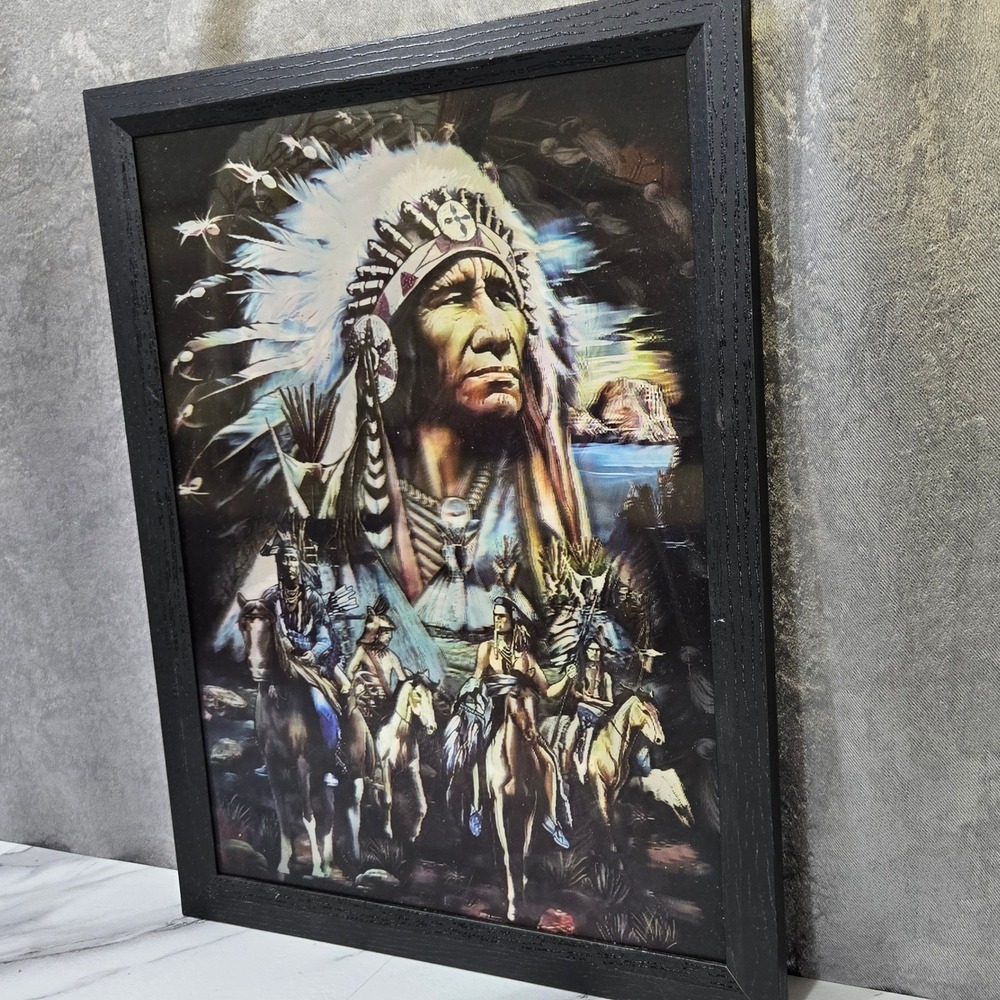 3D Lenticular Motion Wall Art Indigenous Native American Decor 13x17 Framed - Picture 3 of 7